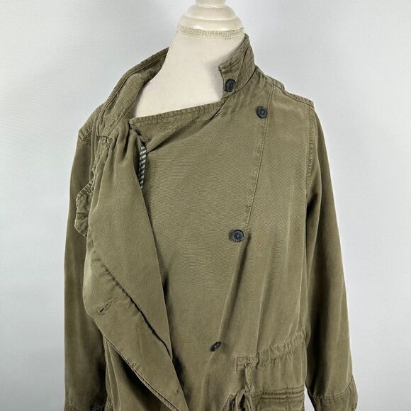 Lucky Brand Jacket Olive Green Button Up Military Canvas Cargo Anorak Size 1X - Picture 2 of 9